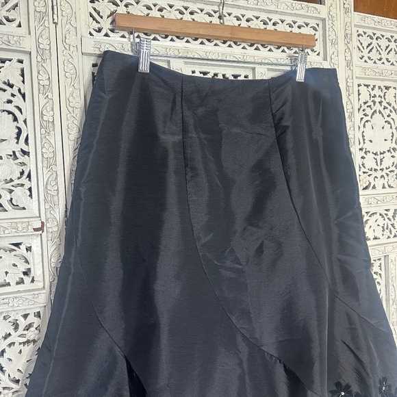 Expo New York Black Fairy Grunge Whimsy Goth Velvet Floral Skirt Sz 12 - Picture 4 of 7